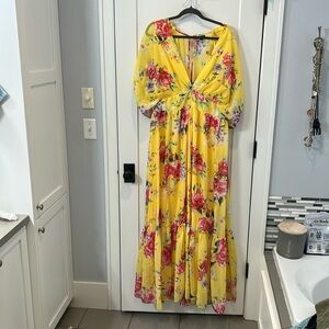 Miss Avenue Yellow Floral Dress, size 1x. Never worn